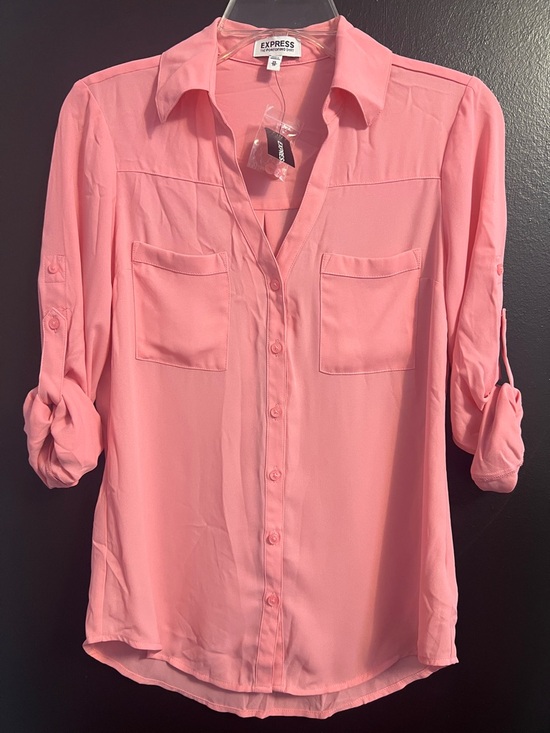 Express Tops - EXPRESS Bubble Gum Pink Portofino Button-Down Shirt
